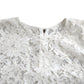 White Floral Lace Cotton Round Neck Blouse Top