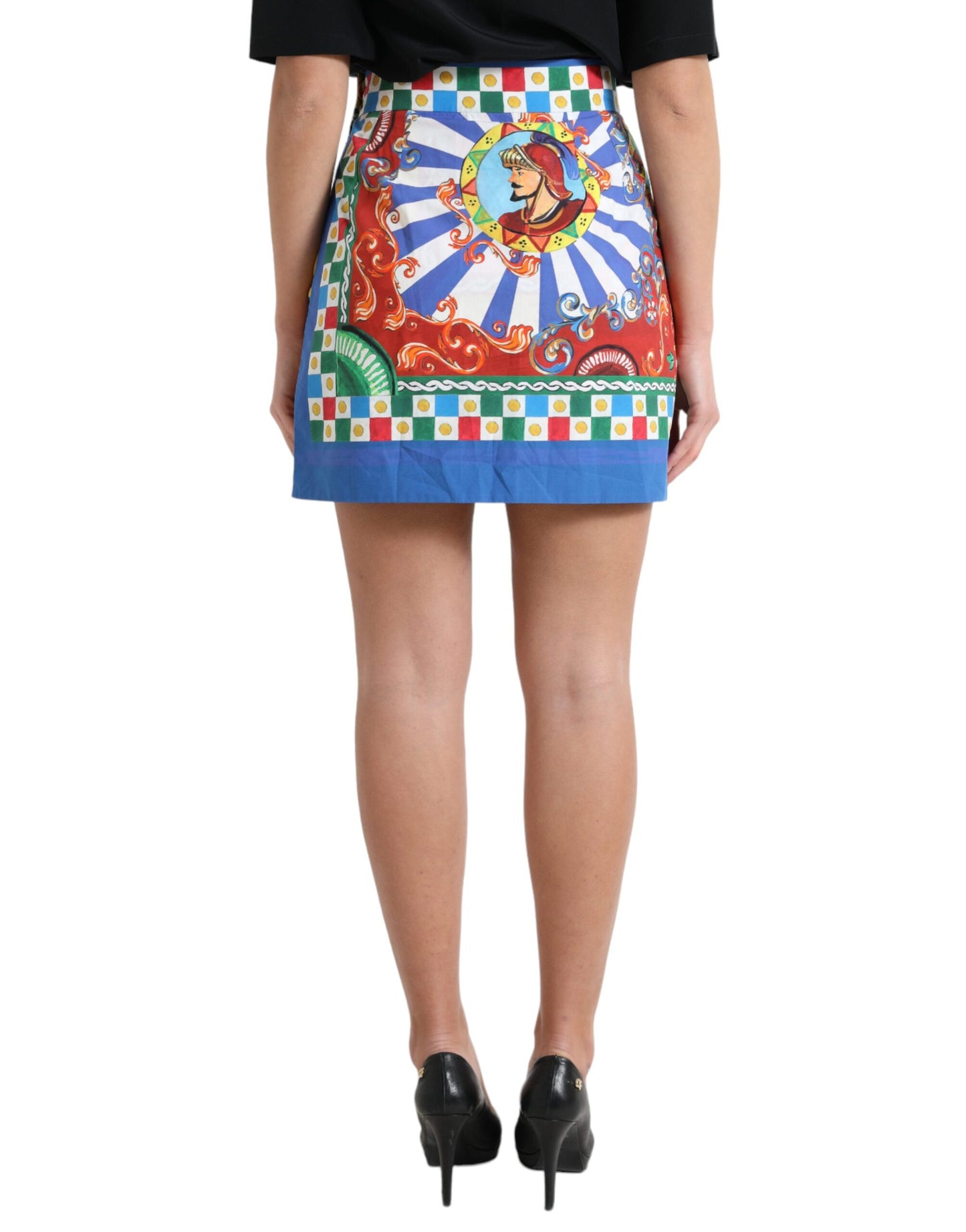 Multicolor Carretto Cotton High Waist Skirt