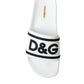 Chic White Designer Slides with Logo Detail