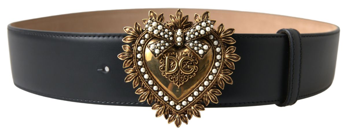 Elegant Black Leather Devotion Belt