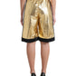 Gold Polyester Perforated High Waist Shorts