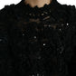 Black Sequined Embellished Pullover Sweater