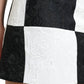 Black White Floral Brocade High Waist Skirt