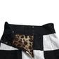 Black White Floral Brocade High Waist Skirt