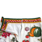 White Vegetable Print High Waist Midi Skirt