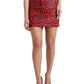 Red Leopard Print Cotton High Waist Mini Skirt
