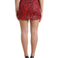 Red Leopard Print Cotton High Waist Mini Skirt