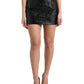 Black Cotton High Waist Fitted Mini Skirt