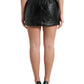 Black Cotton High Waist Fitted Mini Skirt