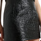 Black Cotton High Waist Fitted Mini Skirt