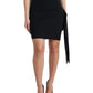 Black Viscose High Waist Fitted Mini Skirt