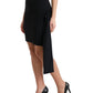 Black Viscose High Waist Fitted Mini Skirt