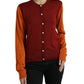 Multicolor Cardigan Color Block Silk Crewneck Sweater
