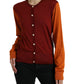 Multicolor Cardigan Color Block Silk Crewneck Sweater