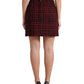 Black Red Cotton High Waist Tartan Tweed Mini Skirt