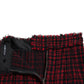 Black Red Cotton High Waist Tartan Tweed Mini Skirt