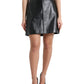 Black Leather High Waist A-line Mini Skirt