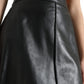 Black Leather High Waist A-line Mini Skirt