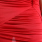 Red Viscose High Waist Fitted Pleated Skirt