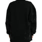 Black Pullover Floral Logo Applique Sweater