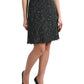 Black Wool Knit Tweed High Waist Mini Skirt