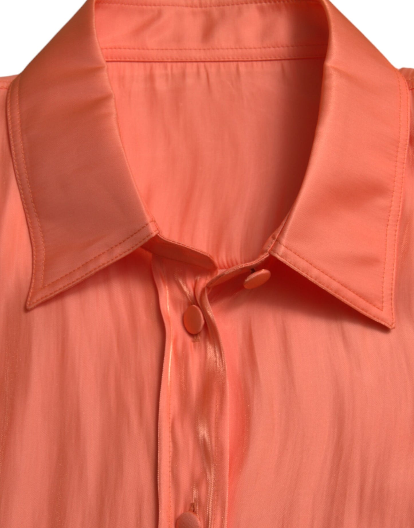 Peach Long Sleeve Button Down Blouse Top