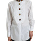 White Cotton Crystals Embellished Shirt Top