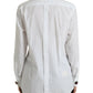 White Cotton Crystals Embellished Shirt Top