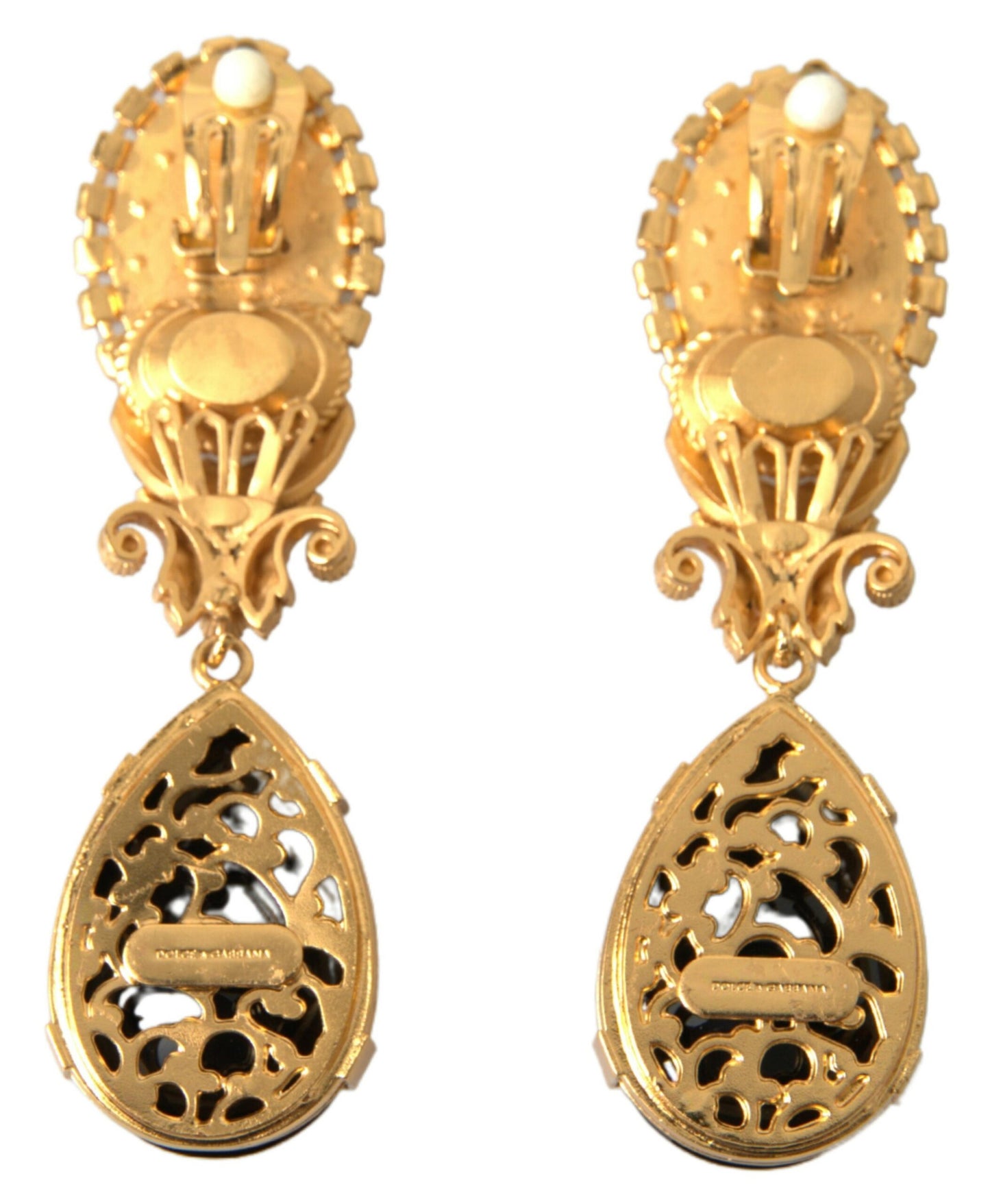 Gold Votive Crystal Madonna Earrings