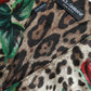 Brown Leopard Rose Silk Waistcoat Vest Top