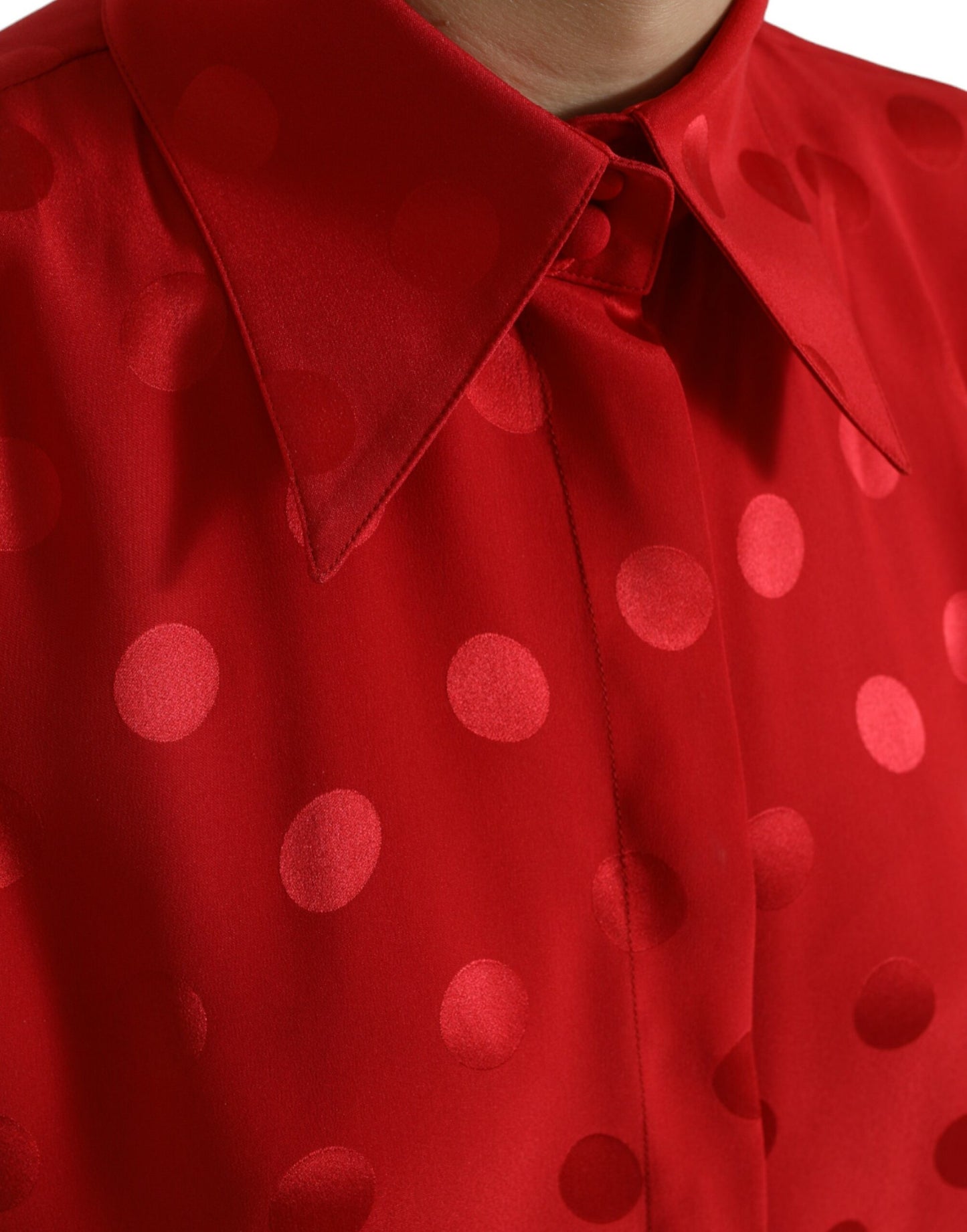 Red Polka Dot Sleeveless Collared Blouse Top