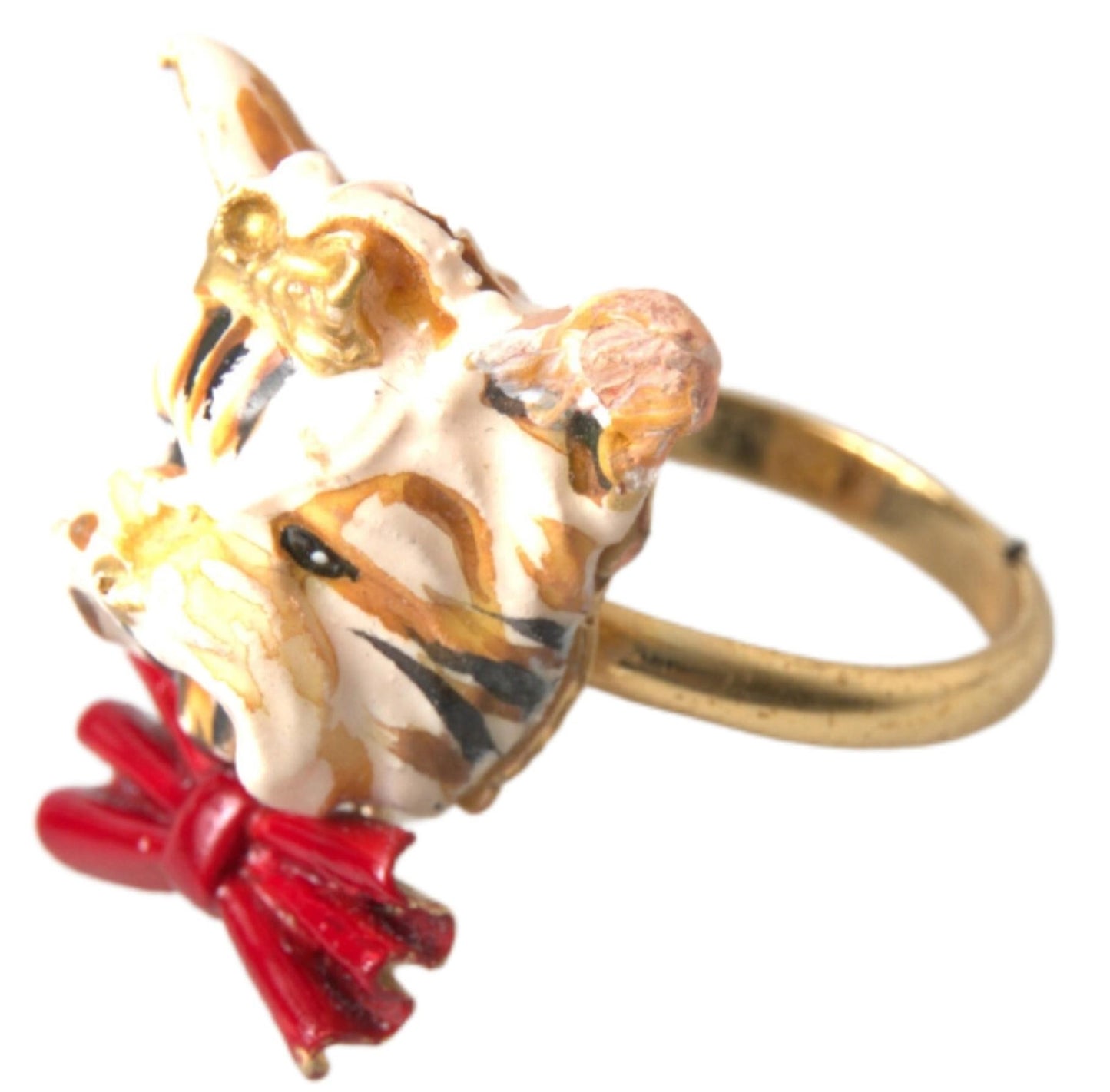 Golden Canine Chic Resin & Brass Ring