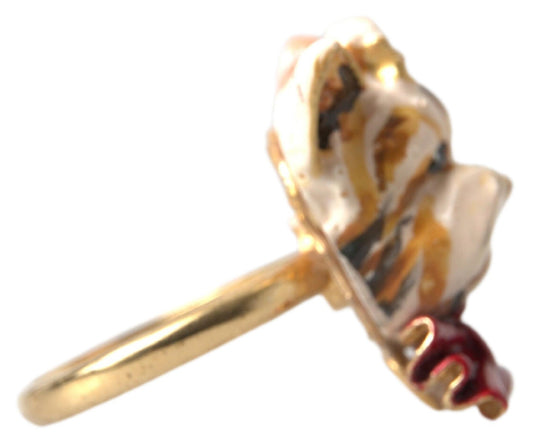 Golden Canine Chic Resin & Brass Ring