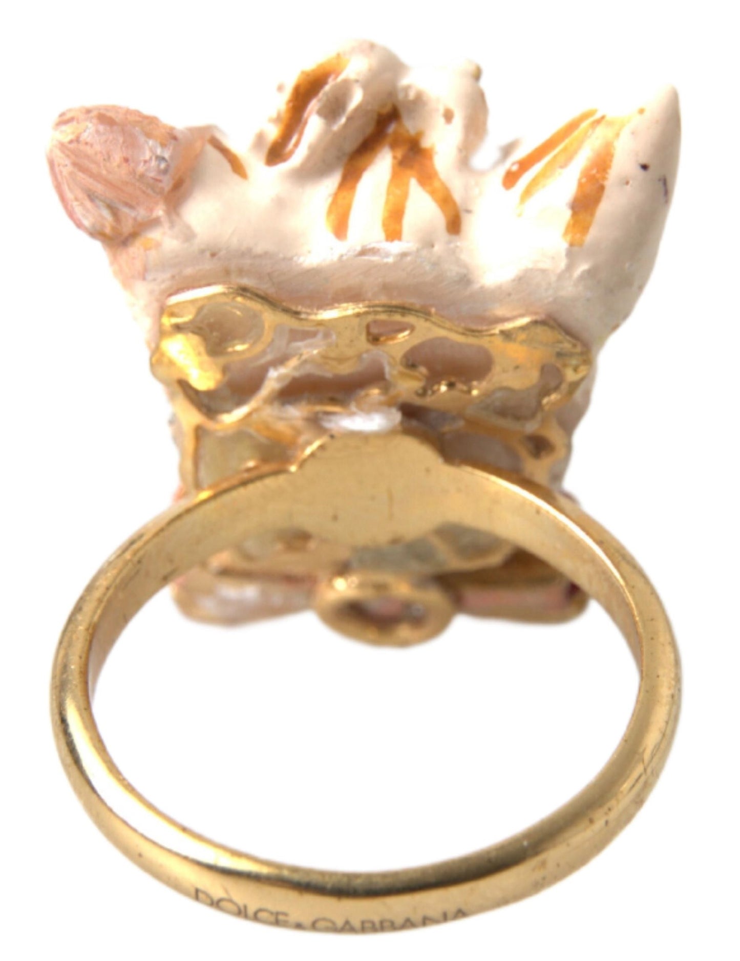 Golden Canine Chic Resin & Brass Ring