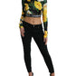 Multicolor Floral Long Sleeves Cropped Top