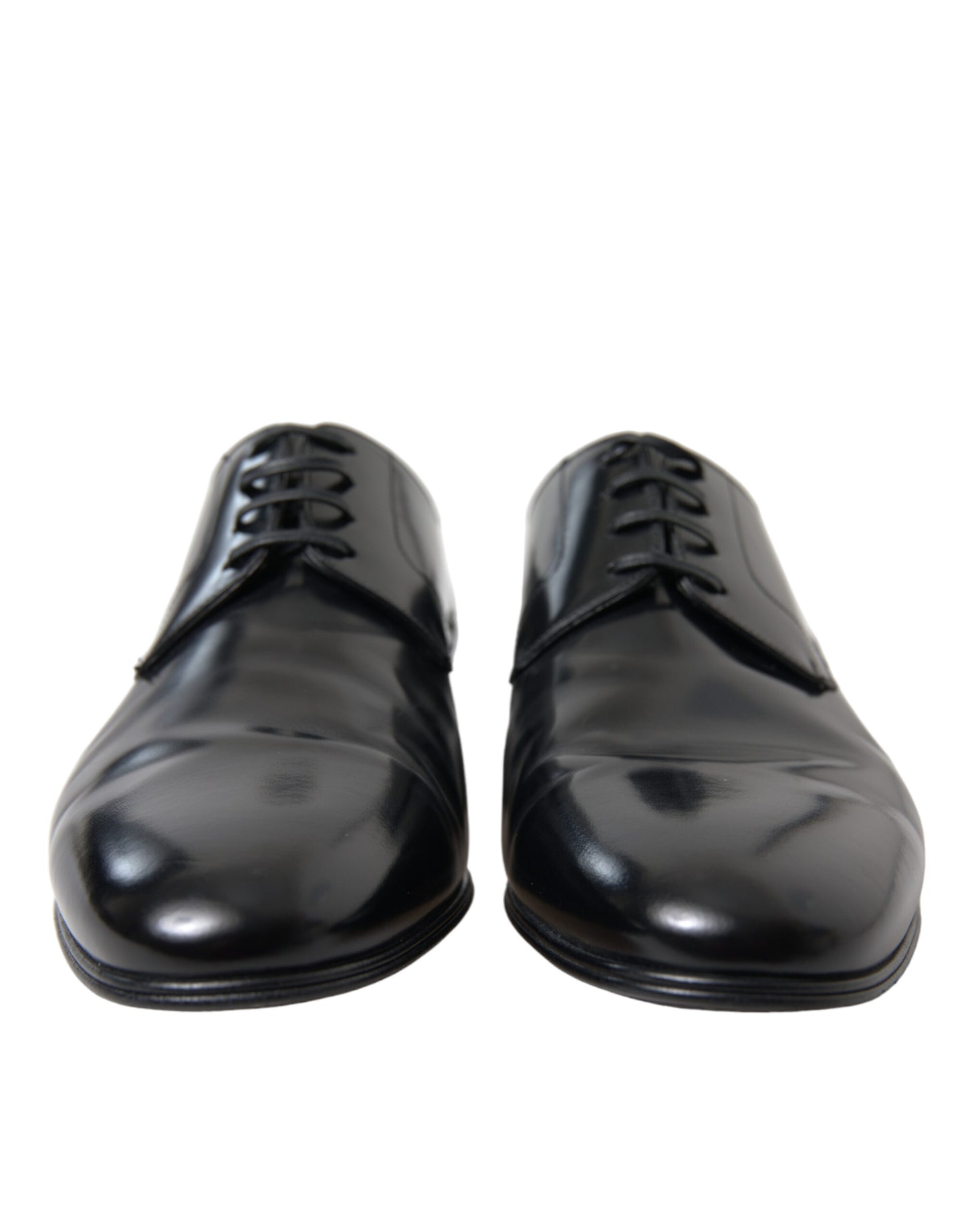 Elegant Black Leather Lace-Up Derby Shoes