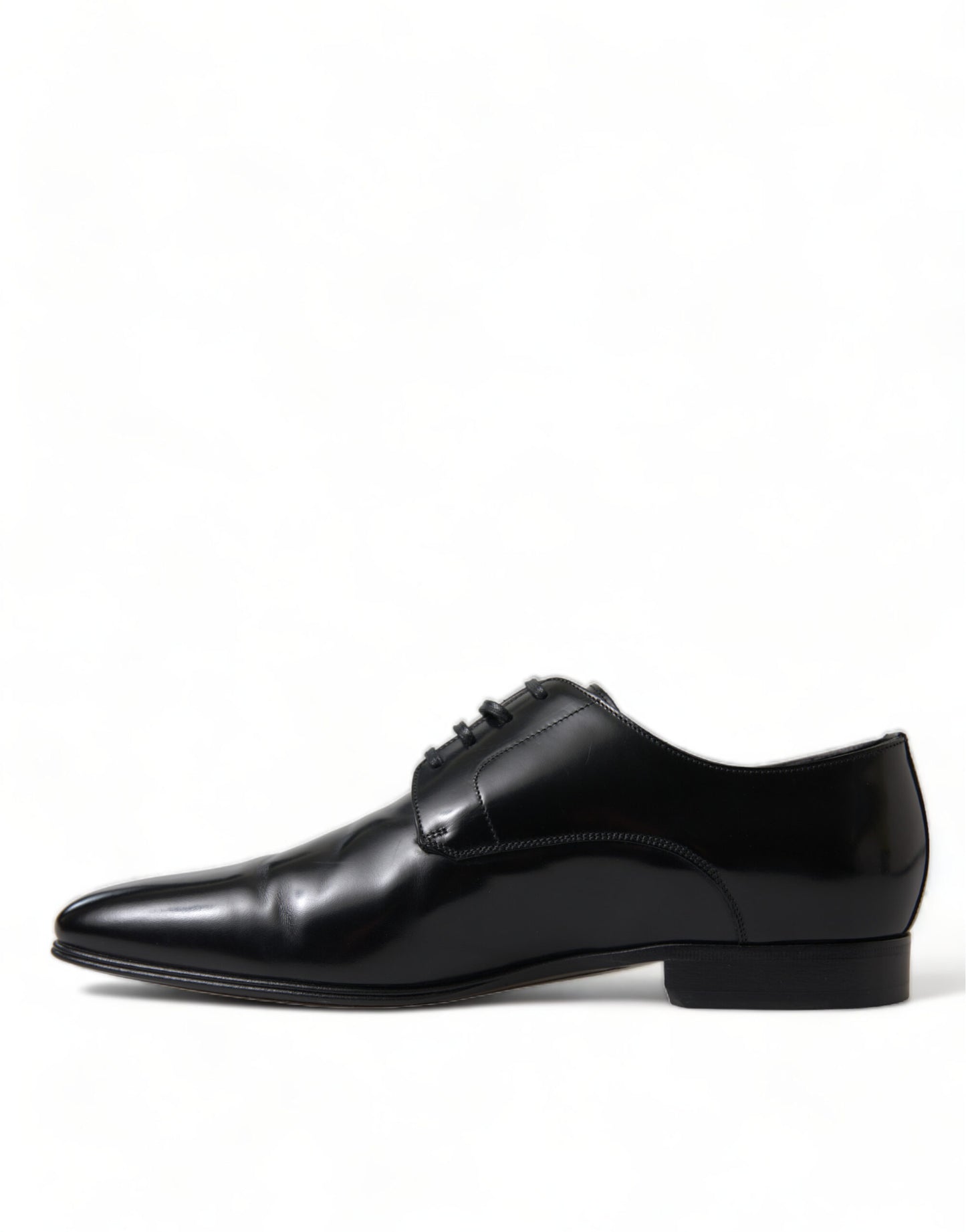 Elegant Black Leather Lace-Up Derby Shoes