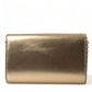 Metallic Gold Lambskin Leather Crossbody Mini Bag