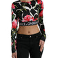 Multicolor Floral Long Sleeves Cropped Top