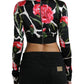 Multicolor Floral Long Sleeves Cropped Top