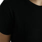 Black Wool Short Sleeves Crewneck T-shirt Top
