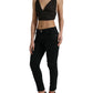 Brown Viscose Plunging V-neck Cropped Tank Top