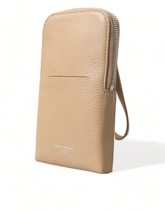 Beige Leather Purse Crossbody Sling Phone Bag