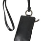 Elegant Black Leather Lanyard Cardholder
