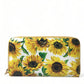 White Sunflower Leather DG Zip Around Continental Wallet