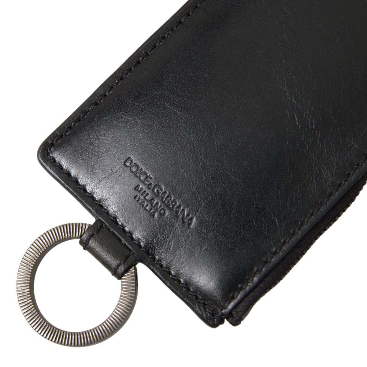 Elegant Black Leather Lanyard Cardholder