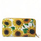 White Sunflower Leather DG Zip Around Continental Wallet