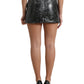 Black Cotton Blend High Waist Mini Skirt