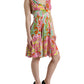 Multicolor Floral Silk A-Line Dress