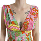 Multicolor Floral Silk A-Line Dress